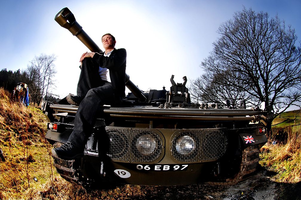 Stephen Morris sitting on his FV433 Abbot SPG, 2009