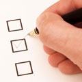Close-up of a form being filled in