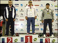 Sam on the podium in Brazil