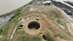 Looking down over the gun pit