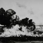 Belsen Concentration Camp - up in flames.