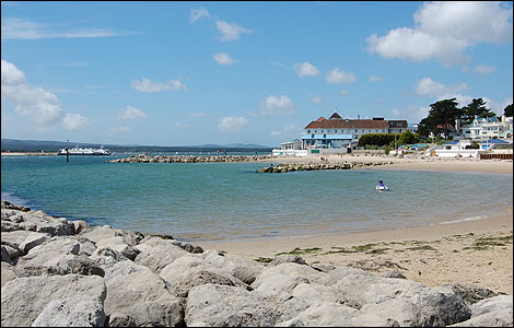 Sandbanks looking west towards the Haven Hotel. 