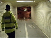 Policeman in subway