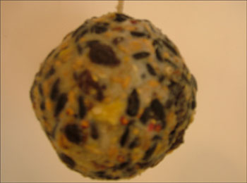 Finished ball bird feeder