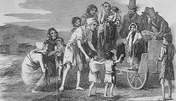 Distress caused by the famine at Kilrush, Ireland, in 1849