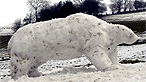 A polar bear made from snow