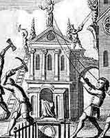 Puritans destroying church imagery in the 17th century