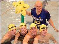 Duncan Goodhew with swimmers