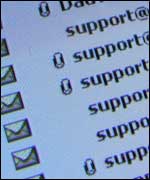 e-mails on a computer screen