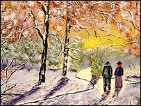 Painting by Peter Longstaff - Winter Walk