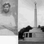 Arthur Bunnett and the monument to the coastal command at Lowestoft