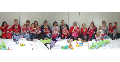 17 Babies in Red with tiny cute red noses!