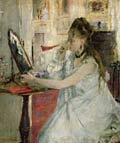 Young woman powdering her face