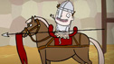 Eric as a Norman knight on his horse