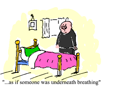 Cartoon of moving bedclothes