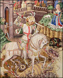 St George and the dragon (watercolour detail)