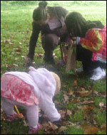Children gathering seed in the Woodland
