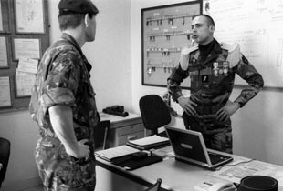 A British marine working with the French marines