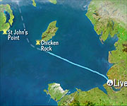 Map showing the route the SS Great Britain should have taken 