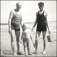 Monty with Joy as a young girl and her father at Brighton