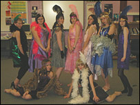 Students dressed in 1920s outfits