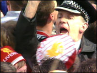 Policeman shouting