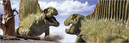 Two Dimetrodon from Walking With Monsters square up