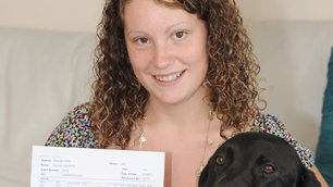 Andrea receiving her A Levels back in August - Courtesy Coventry Telegraph