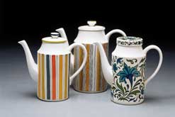 Mexicana from 1966, Sienna from 1962 and Spanish Garden from 1968. Designed by Jessie Tait for W.R. Midwinter Ltd, with permission by Antique Collectors’ Club.