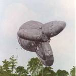 This picture shows a barrage balloon being winched in.