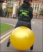 Girl on a space hopper!