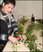Work on the garlands at Red House
