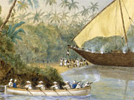 Pinnace of HMS 'London' chasing a slaving dhow