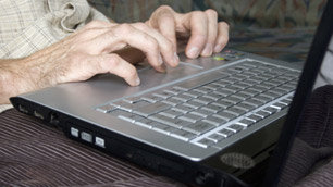 Man using lap top computer