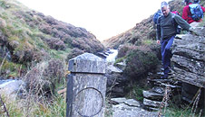 Stone pathway leading up the hillside