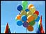 Rainbow balloons and flags.