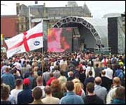 Watching England v Brazil in the square.