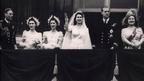 Princess Elizabeth and Prince Philip wave to the crowds on their wedding day, 20 November 1947. 