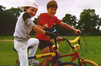 Two boys on bicycles photographed as part of the Domesday project