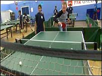 Gary Crowley playing Table Tennis