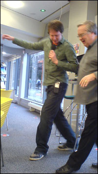 Two men dancing