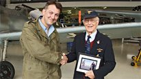 James Holland (left) and Hans Ekkehard Bob, Luftwaffe fighter pilot