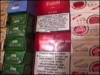 Cartons of tobacco and alcohol