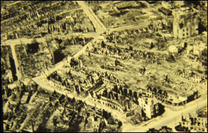 Photo of a bomb damaged German city