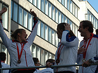 Athletes enjoying the parade