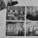 A page taken from the Swinnerton Royal Ordinance Factory Drake House souvenir book - 1945. Picture shows cooking facilities The author has the complete book as well as other photographs of the women who were in her house