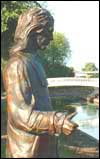 Walton's statue looks down the River Sow