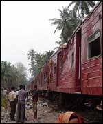 Wrecked train