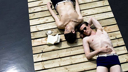 Matt Smith (right) stars as Christopher Isherwood (picture also shows Douglas Booth as Heinz Neddermayer)