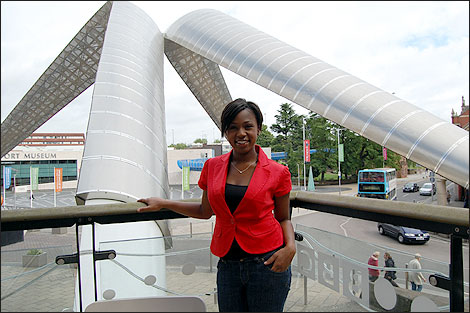 Genelle on the balcony